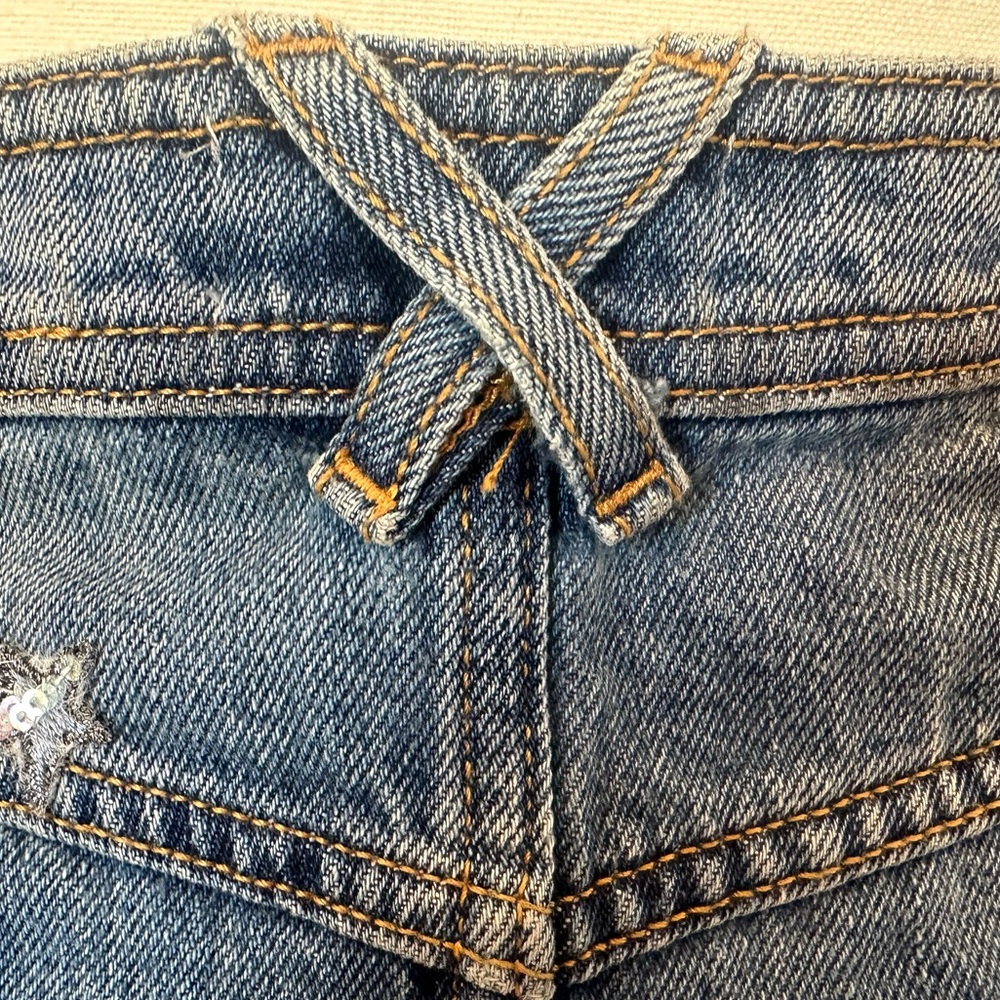 Coach NWOT 100% Cotton Denim Patchwork Button Up Sequin Embroidery Skirt- Size 4 - Picture 11 of 13